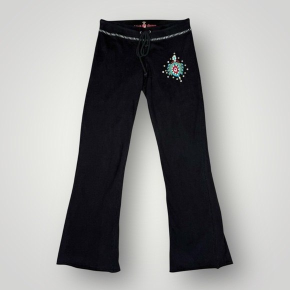 Vintage Y2K SET ‘Twisted Heart’ ♥️ Embroidered Hoodie & Flare Lounge Pants, Med - Picture 10 of 12